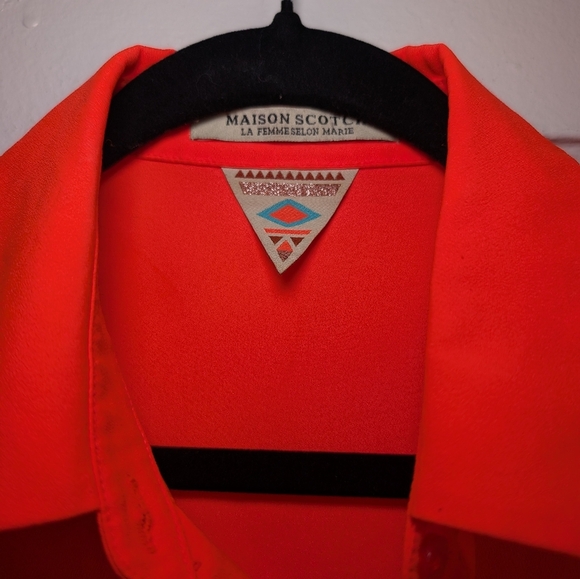 MaIson Scotch  Bright Orange Button-Up Shirt - Picture 4 of 7